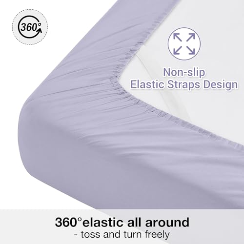 Image of Softan Microfiber Queen Sheet Set with Non-Slip Corner Straps, Voilet