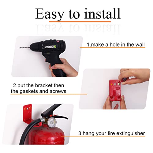 Image of TaoBary Fire Extinguisher Bracket and Sign Sticker, Wall Mount Bracket for Big and Small Fire Extinguishers, Indoors and Outdoors(6 Pack,20 lb)