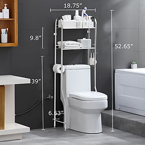 BOOMLATU 2-Tier Over The Toilet Rack,Bathroom Shelves Over Toilet Corner Stand Storage Organizer Multifunctional Bathroom for Toilet,Laundry 18.75x6.63x52.65 (Two-Tier)