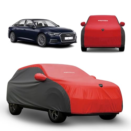 Image of PROTEGO Prime Series India's 1st Anti-Tear Car Cover for Audi A6 | Heavy-Duty, Custom Fit, All Weather Protection | 100% Waterproof, Windproof & Hail Resistant | 2-Year Warranty | Red + Black