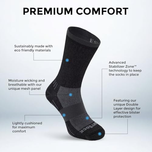 Wrightsock Escape Crew Hiking Socks for Men and Women – Cushioned, Eco-Friendly Anti Blister Socks - American Made2