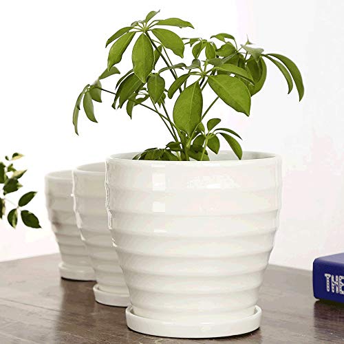 Décoration de bureau de jardin pots de fleurs en céramique blanc - 3