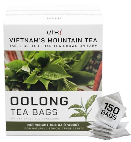 Image of VIXI Oolong Tea Bags, 150 Counts, Vietnam's Mountain Tea, Caffeinated, Bold and Balanced Flavored, Sugar Free, Tagless, 100% Natural, Oolong Tee for Hot and Cold Brew