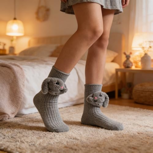 Image of 3D Knit Animal Socks,Cute Hug Hug Socks with Funny Animal Design,Non-Slip Animal Feet Socks for Women Gifts