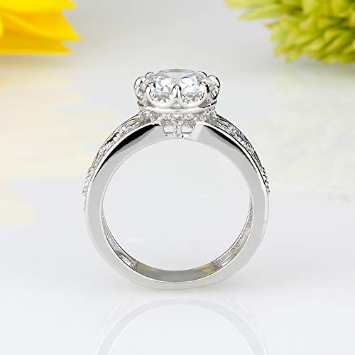 Platinum Plated Sterling Silver Wedding & Engagement Ring Blue Stone Accented, Octagon Cut 2Carat Cubic Zirconia (Size 5 To 8) Size 7 #TOP3