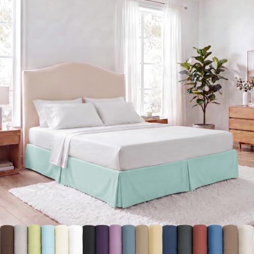 Southshore Fine Living, Inc. California King Size Bed Skirt, 14-Inch Drop Pleated Bed Skirt for California King Mattress, Dust Ruffle for California King Size Bed, Sky Blue