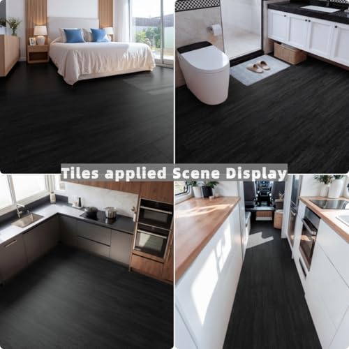INMOZATA Peel and Stick Floor Tile, Vinyl Flooring 36-Pack 54 Sq.Ft Wood Look Waterproof Plank Flooring for Bathroom, Living Room, Bedroom, Kitchen, RV (Black) by INMOZATA - Image 4