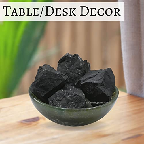 Image of Amazing Gemstone 2 Pieces Shungite Raw Crystals and Healing Stones, Natural Rocks for Tumbling and DIY Raw Stones and Crystals