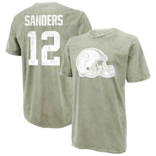 Majestic Threads Men's Shedeur Sanders Moss Green Cleveland Browns Mineral Wash Name & Number T-Shirt