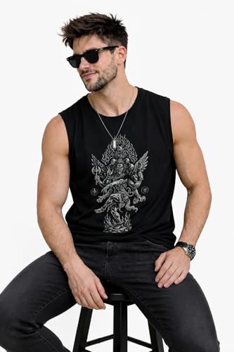 Image of JUGULAR Tank Tops Sleeveless T-Shirt for Men Gym Wear Vest Printed Stylish Round Neck Running for Sports Workout Fitness & Casual or Beach Wear