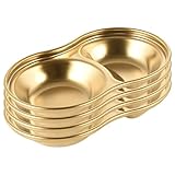 4er-Pack Saucenschalen Aus Edelstahl 2 Unterteilten Fächern, Gewürzteller Aus Metall, Dip-schüssel, Saucenschale Für Zuhause, Küche, Grillrestaurant