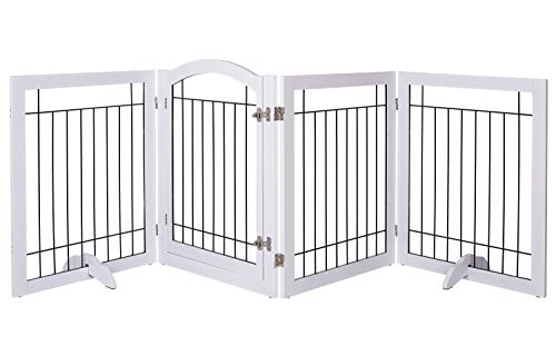 SPIRICH 96-inch Extra Wide 30-inches Tall Dog Gate with Door Walk Through, Freestanding Wire Pet Gate for The House… - Image 4