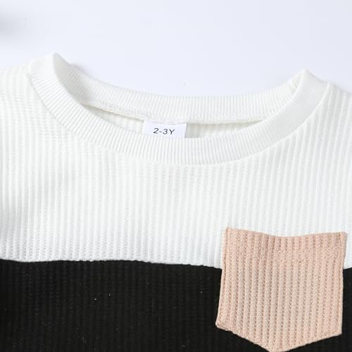 Image of Kid Toddler Boy Clothes Color Block Sweatshirt and Casual Pants 2Pcs Boys Fall Winter Outfits 1-5T
