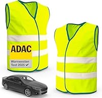 2X Warnwesten Auto gelb ISO20471 Sicherheitsweste - Pannenweste Unfallweste 2026 - Weste Neongelb reflektierend Auto, Pkw, LKW - Autozubehör (2er-Wanweste-gelb)