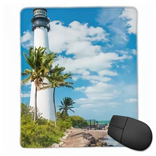 Berömd fyr på cape Florida musmatta dator PC laptop Florida landskap musmattor spel kontor hem skrivbord tillbehör pryl