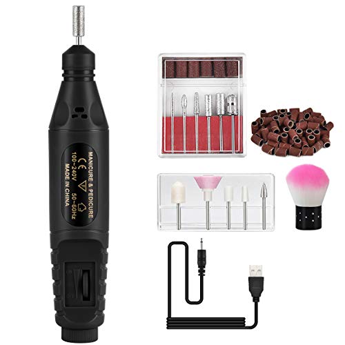 yinhua Electric Nail Drill Professional Electric Nail Drill Kit Portable Nail Drill Machine Pen Shape Nail Tools Acrylic Nail File Drill for Acrylic Nails Gel Nails, Home Salon Use Black