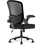 naspaluro Computer Desk Chair with Flip-up Armrests/3D Lumbar Support/Metal Claws, Swivel Mesh Ergonomic Office Chairs, Comfy Mid-Back Study Home Office Chairs, Small Heavy Duty Black Work PC Chairs