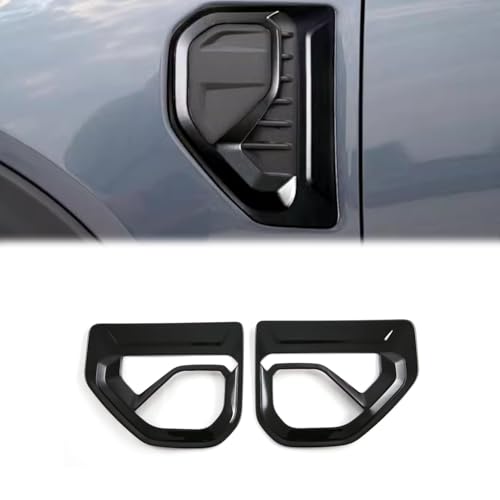 Ozukyn Exterior Car Accessories Fit for Ford Ranger Everest 2024 2025 2026 Side Vent Fender Badge Emblem Cover Trims Black 2PCS