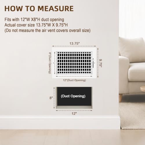 12x8 Adjustable Vent Cover Ceiling Register Vent Cover for Wall 12x8 Duct by EXCELFU - Used condition - Image 2