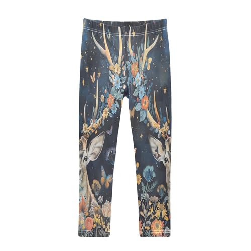 Bolaz Toddler Girls Leggings Printed Yoga Pants Leggings Deer Flowers for Kids