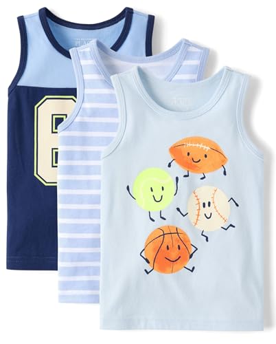 The Childrens Place Baby Boys and Toddler Assorted Tank Top Varsity Blue 3-Pack 3 Years