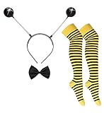 Goldschmidt Kostüme Biene Accessoires Set | Haarreif Fühler Fliege Strümpfe | Damenkostüm Zubehör Fasching Karneval