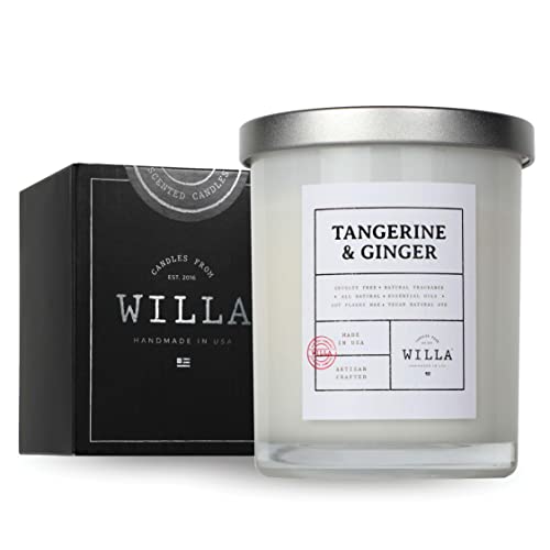 Willa Tangerine & Ginger Highly Scented Candle - All Natural Soy Wax Luxury Candles Made In The Usa With Essential Oils - Best For A Home / Aromatherapy / Gift / Spa / Bathroom 9Oz Jar Candle #TOP21