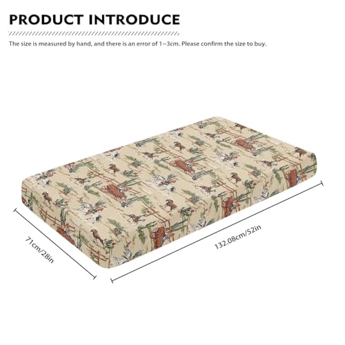 Image of Western Cowboy Baby Crib Sheets Neutral Breathable Bedding Sets for Cribs Horse Fitted Removable Mattress Cover for Boys Safe and Breathable Nursery Decor Home Accessories