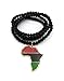 Fashion 21 Pan African Colored Africa Map Pendant 6mm 30" Wooden Bead Necklace in Gold Tone (6mm 30" Wooden Bead)