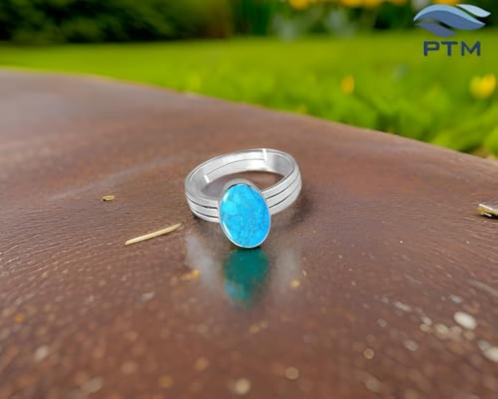 Unisex Turquoise Adjustable Ring, 925 Sterling Silver