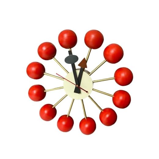 George Nelson Ball Clock Replica, Stylish Red Wall Clock for Modern Spaces, Unique Home Accent Piece