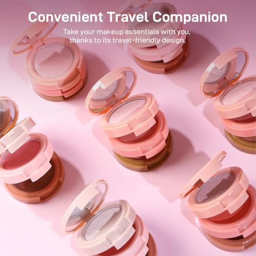 Image of Multibrite Blush Highlighter & Contour Palette 3 in 1 Makeup Powder Set Compact Powder Blush Highlighter Silky Smooth Face Blush Cheek Tint, Moisturizing Luminizer for Women (M02 Peach)