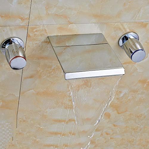 Rubinetto Miscelatore Per Lavabo A Tre Fori Con Cilindro, Doppio Manico, Cromato, Lucido