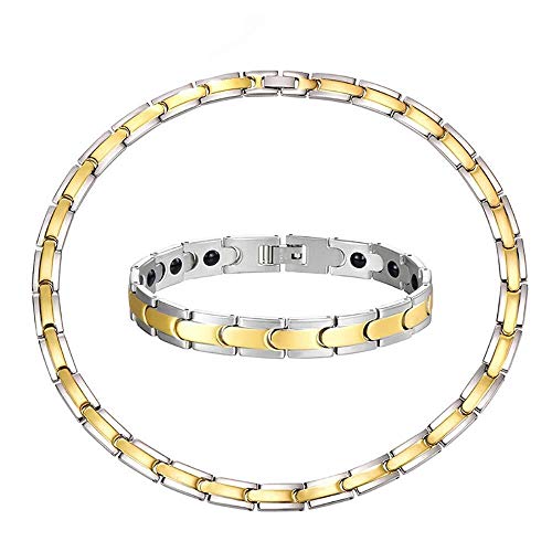Preisvergleich Produktbild Tdgdd Mode Gesundheit Magnetic Armbandhalskettenart- Sätze, Edelstahlarmband Gesundheit Magnetische Titan Magnetische Halskette, Germanium Überzogene Edelstahlarmband Feiertagsgeschenke (Color : B)