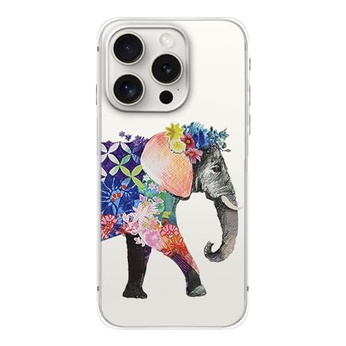 Coque iPhone 15 Pro éléphant fleur, le cadeau idéal pour amateur de nature