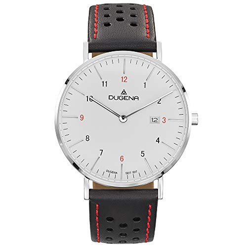 Preisvergleich Produktbild DUGENA Herren-Armbanduhr 4460897 Manhattan, Quarz, weißes Zifferblatt, Edelstahlgehäuse, Saphirglas, Lederarmband, Dornschließe, 3 bar
