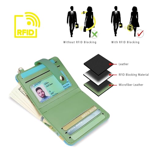 Airkit Small Wallets Woman RFID Blocking PU Leather Credit Card Holder - Card Wallets for Women - with Zipper Coin Purse - Keychain Wallet with ID Window - Stylish Print Pattern — view 6
