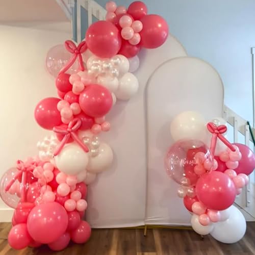 Image of Pink and White Balloons, 60 PCS 12 Inch Hot Baby Pink Pearl White Latex Balloons for Valentines Day Girls Women Princess Birthday Party Baby Shower Bridal Shower Wedding Party Decorations