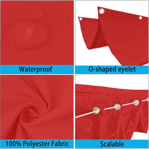 Toile d'ombrage rétractable rectangulaire et indéchirable en tissu technique rouge