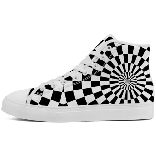 Checkered High Top Canvas Shoes Psychedelic High Top Sneakers for Women Men3