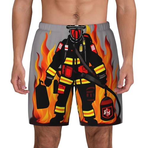 Short de bain homme imprimé pompier idéal pour la plage et le beach-volley