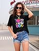 Lonya Women's T-Shirts Oversized Tops for Women Y2k Sun and Moon Graphic Tee Round Neck Bohemia Vintage Ladies Short Sleeve Retro Summer Casual Baggy Cotton Tee Tops, I-Black, XXL #2