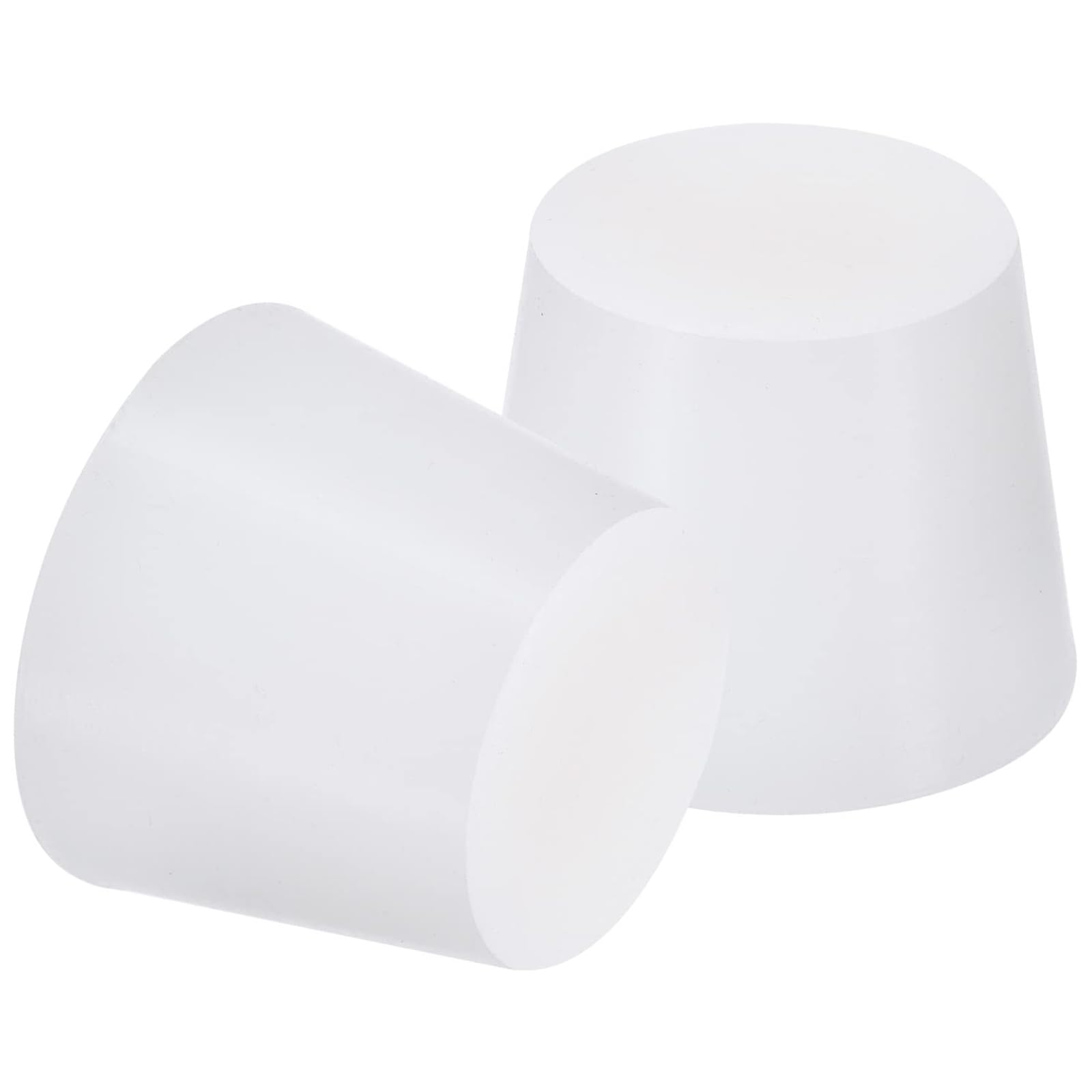 TOP-VIGOR 2Pcs Rubber Tapered Plug, 36mm to 46mm Solid Silicone Stopper, Tapered Seal Rubber Stoppers Lab Plug with Hole Test Tube Bungs for Lab Home Flasks Glass Containers Test Tube, White — image 1