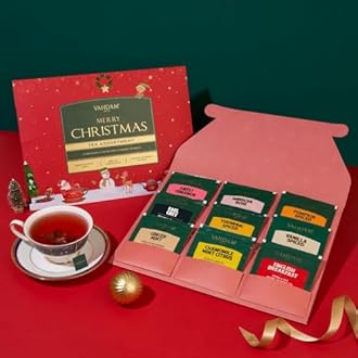 VAHDAM, Merry Christmas Tea Gift Set (9 Individually Wrapped Tea Bags) Limited Edition -Gluten Free, Non GMO | Christmas Tea Gifts For Women & Men 2025