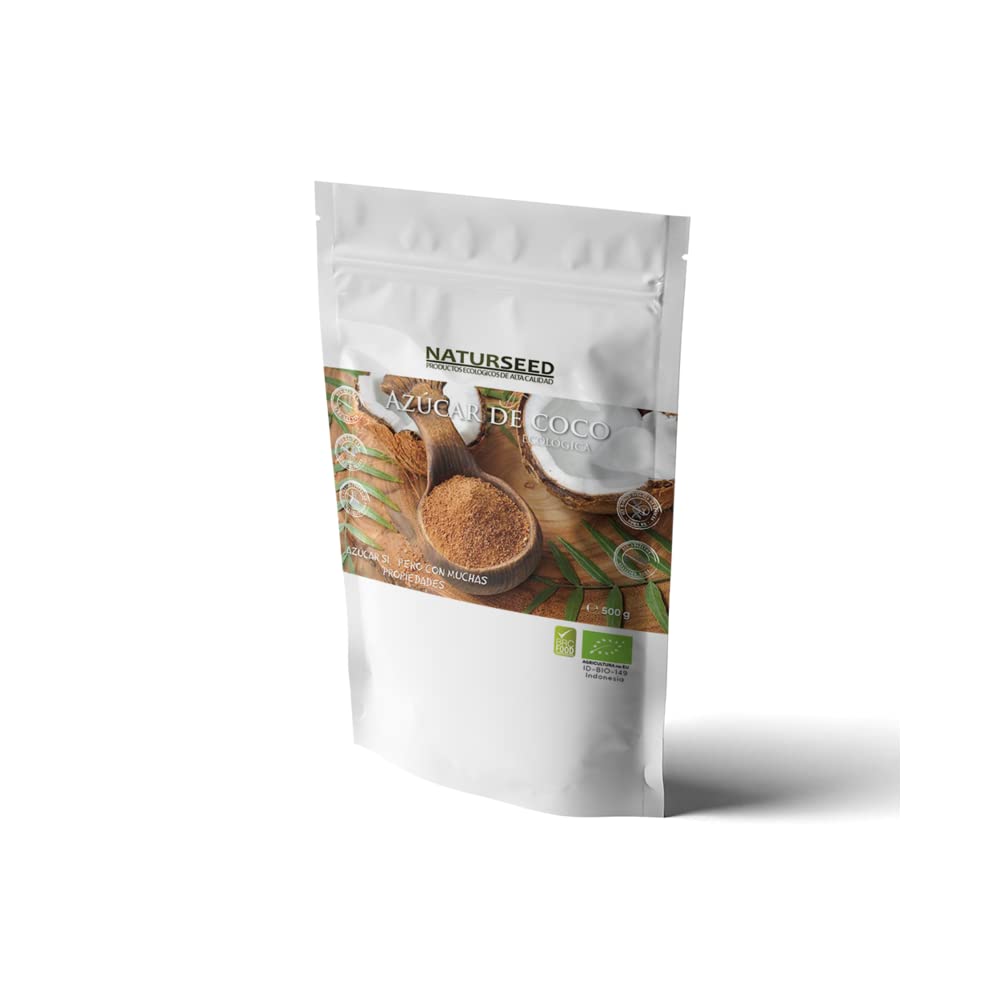 Naturseed - Coconut Sugar - 100% Pure and Organic - 500gr - Suitable for Diabetics with an IG 35 - The Healthiest and Nourishing Sweetener - No Additives or Preservatives