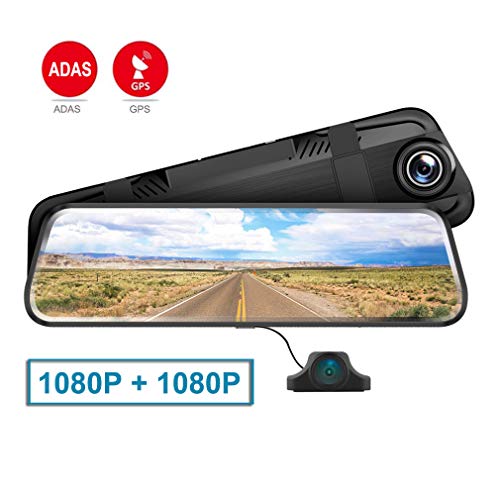 SZKJ S04 10 "pantalla completa táctil IPS universal incluido coche DVR Dash Cam vista trasera espejo de marcha atrás dual 1080P+1080 p con seguimiento GPS ADAS frontal y trasera lente dual Cover