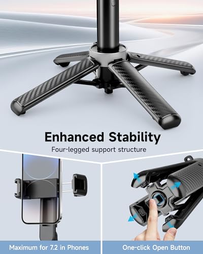 Victiv Selfie Stick & Handy Stativ, Ultratragbar Mini-Stativ für Smartphone, mit Wiederaufladbarer Fernbedienung, 360° Drehbarer Handyhalter für iPhone16 15 14 Pro Max, Samsung, Huawei, 2 Kaltschuh