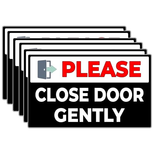 6Pcs Please Close Door Gently Sticker - Please Close Door Gently Doors Sticker - 5"x3" Phone Stickers – Vibrant & Long-Lasting Colors Laptop Stickers