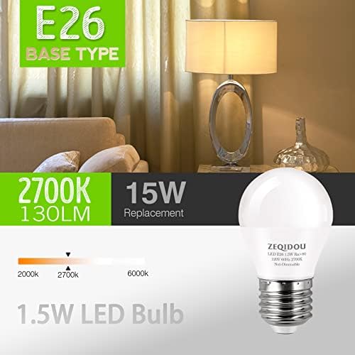 저와트 LED 전구 1.5W 상당 15W 20W 전구, A15 LED 15와트 전구 소프트 화이트 2700K 저와트 120v E26 표준 베이스 소형 전구(4팩) — 사진 3