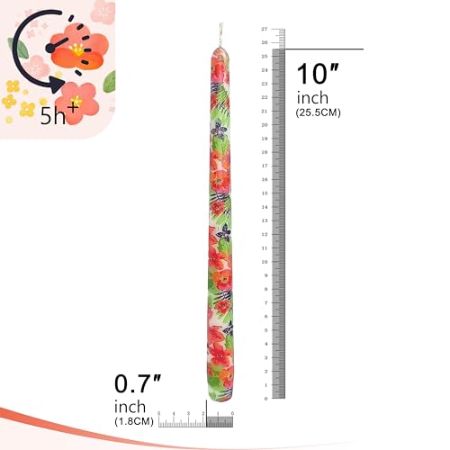 2個 手作りテーパーキャンドル カラーパターン ろうそく スパイラルキャンドル ロウソク ホーム飾り/結婚式/パーティー/クリスマス装飾 ロマンチックな雰囲気作り蝋燭 (#8 Flower) [2]